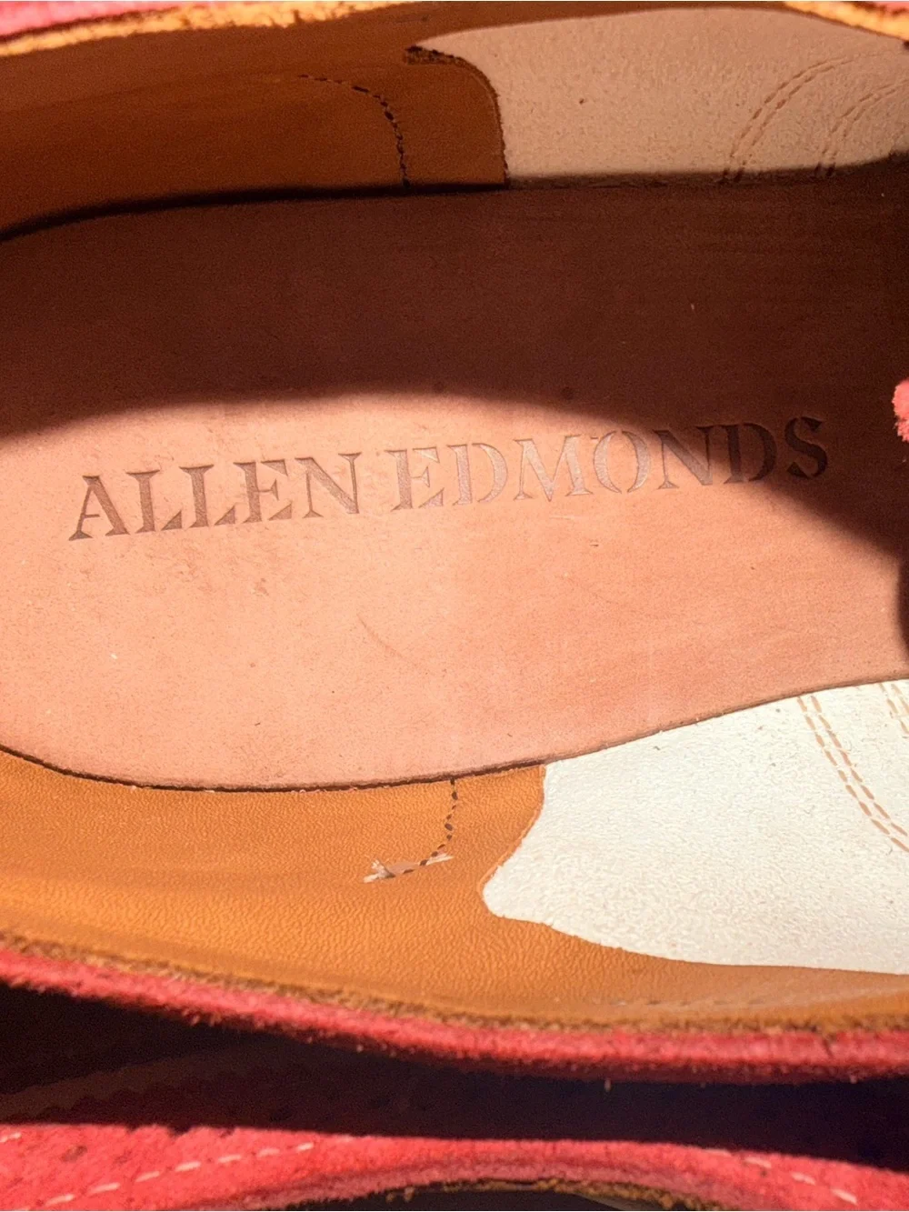 New! Allen Edmonds Custom Strand Sneakers Orange White Suede Wingtip Design (9)